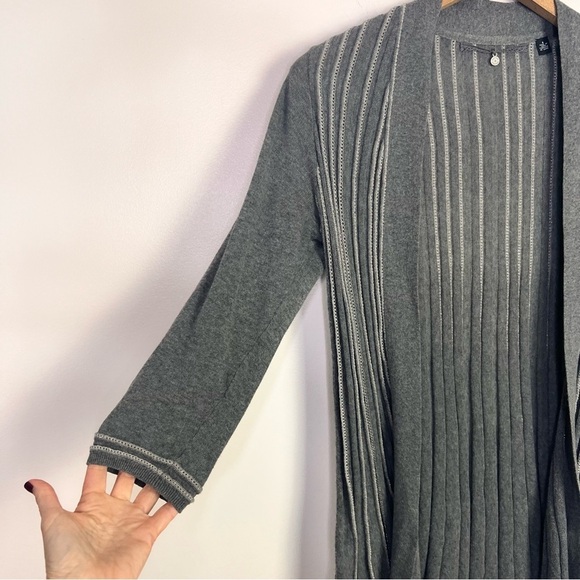 ANTHROPOLOGIE Knitted & Knotted Open Front Grey Cardigan Sweater - Picture 10 of 13
